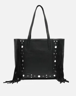 Bolso shopper grande con detalles metálicos y flecos