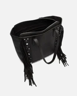 Bolso shopper grande con detalles metálicos y flecos