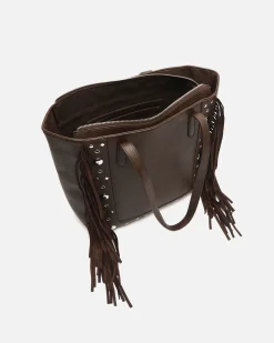 Bolso shopper grande con detalles metálicos y flecos