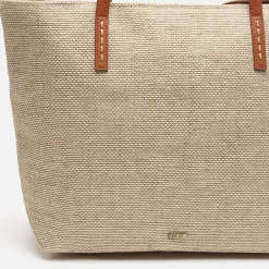 Bolso shopper grande efecto rafia