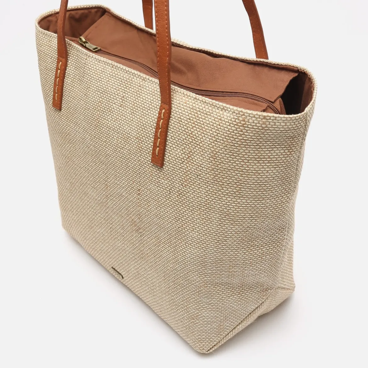 Bolso shopper grande efecto rafia