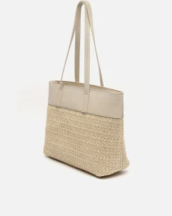 Bolso shopper grande efecto rafia