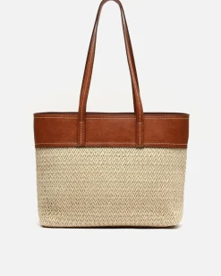 Bolso shopper grande efecto rafia
