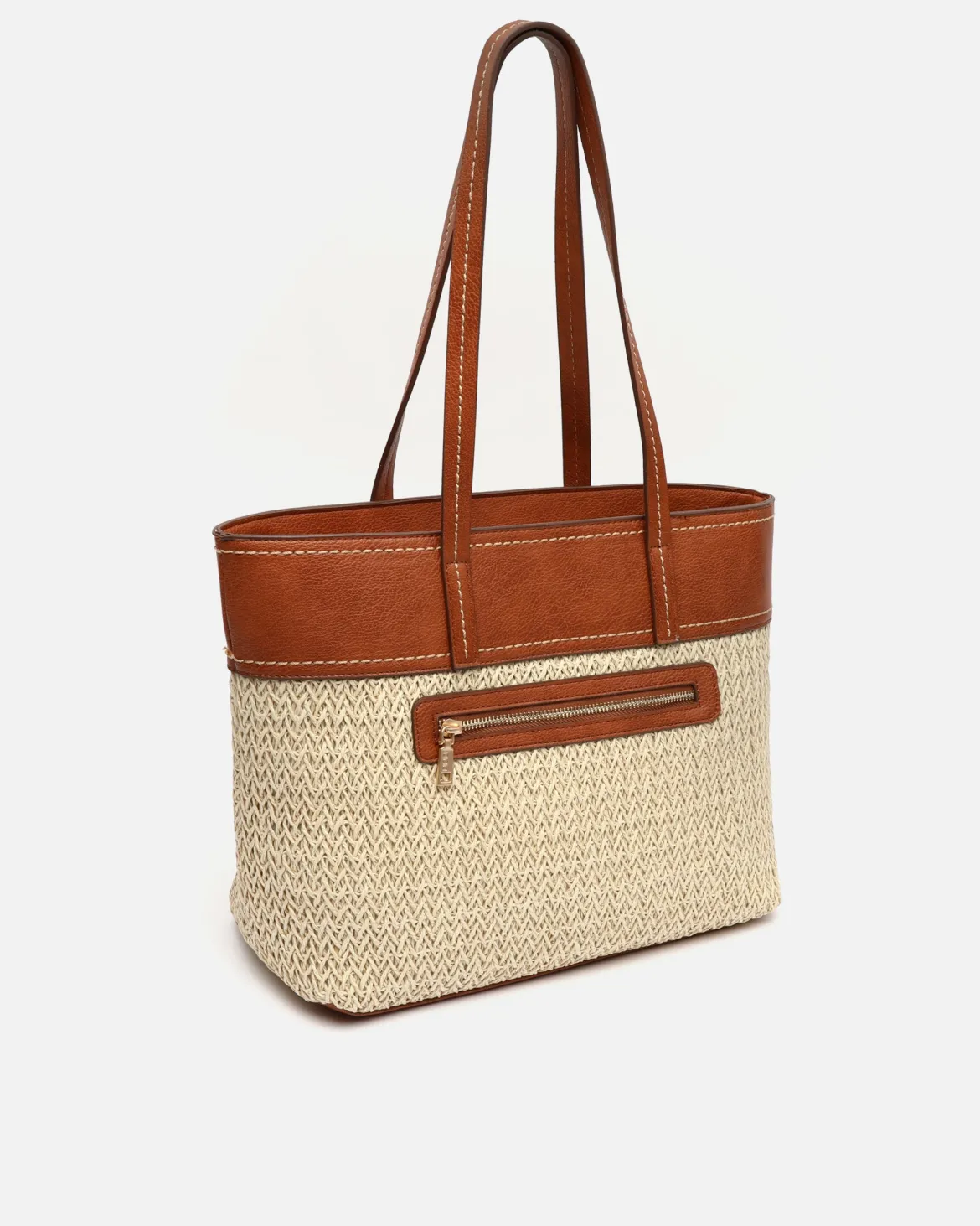 Bolso shopper grande efecto rafia