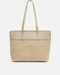 Bolso shopper grande efecto rafia