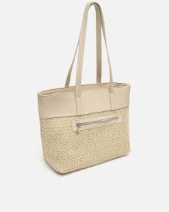 Bolso shopper grande efecto rafia