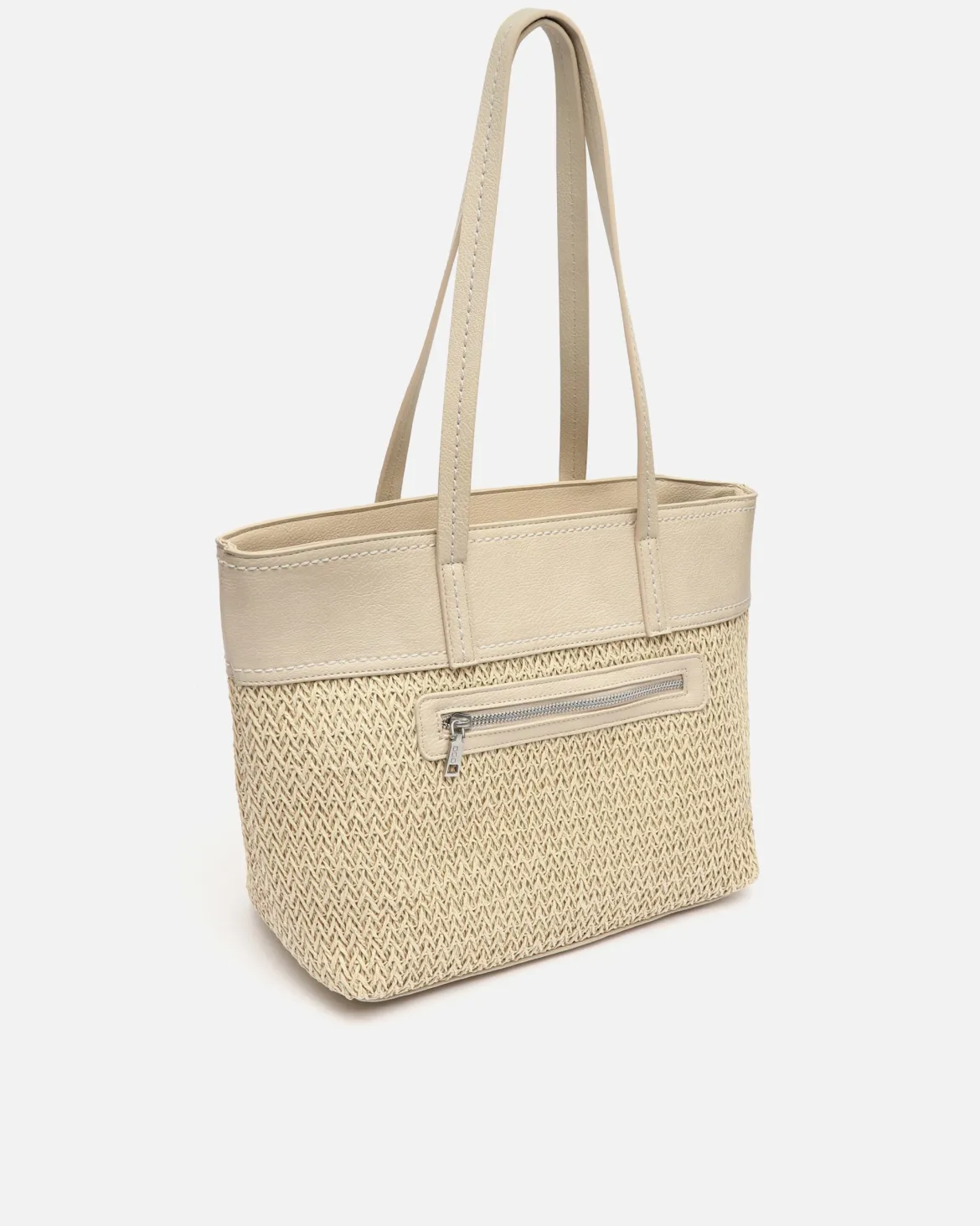 Bolso shopper grande efecto rafia