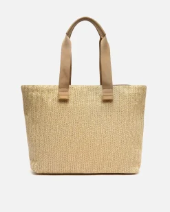 Bolso shopper grande efecto rafia con neceser extraíble