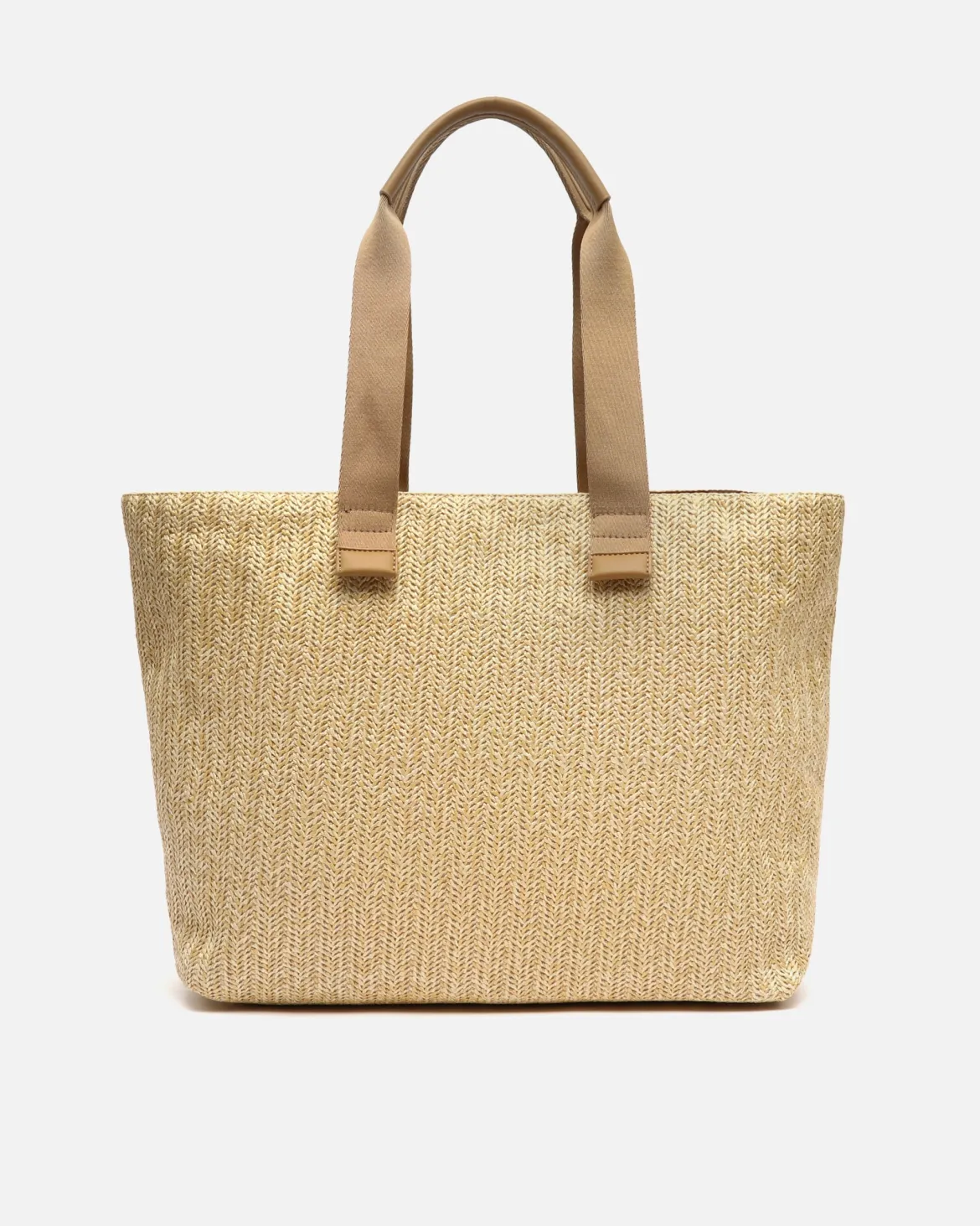 Bolso shopper grande efecto rafia con neceser extraíble