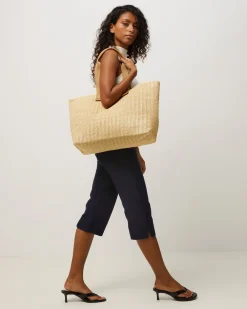 Bolso shopper grande efecto rafia con neceser extraíble