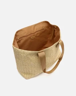 Bolso shopper grande efecto rafia con neceser extraíble