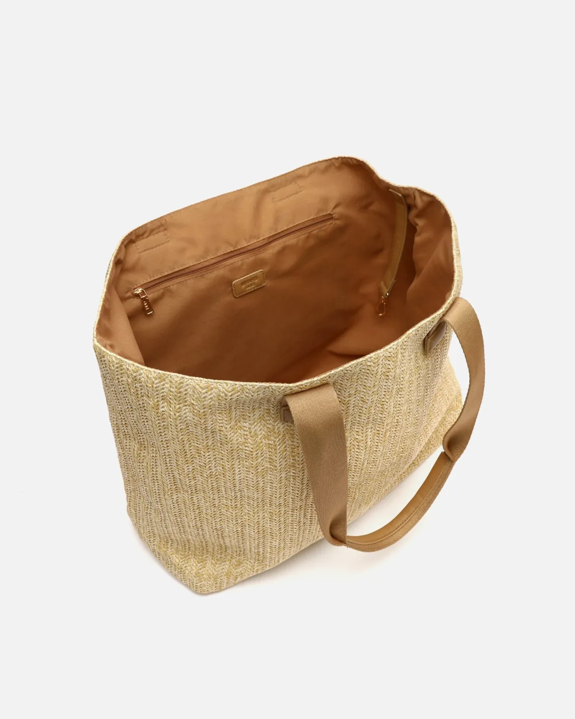 Bolso shopper grande efecto rafia con neceser extraíble