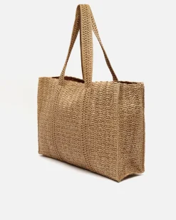 Bolso shopper grande efecto rafia