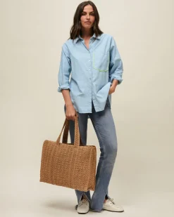 Bolso shopper grande efecto rafia