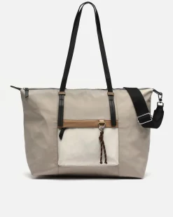 Bolso shopper grande en nylon con asa bandolera extraíble