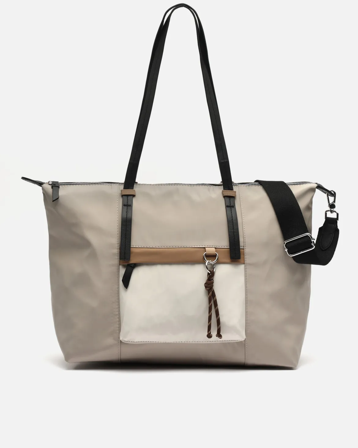 Bolso shopper grande en nylon con asa bandolera extraíble