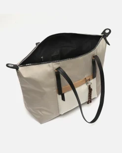 Bolso shopper grande en nylon con asa bandolera extraíble