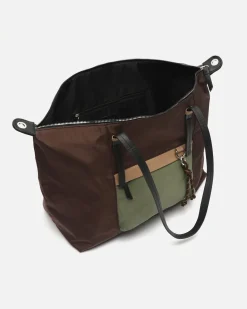 Bolso shopper grande en nylon con asa bandolera extraíble
