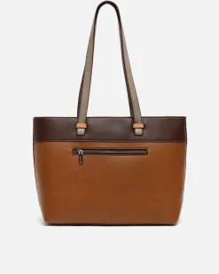 Bolso shopper grande tricolor con detalle colgante
