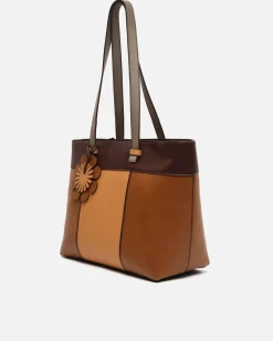 Bolso shopper grande tricolor con detalle colgante