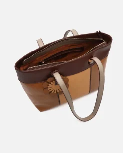 Bolso shopper grande tricolor con detalle colgante