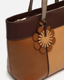 Bolso shopper grande tricolor con detalle colgante
