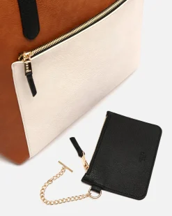 Bolso shopper grande tricolor con colgante