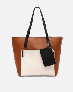 Bolso shopper grande tricolor con colgante