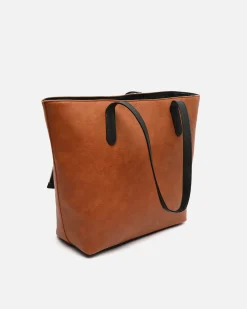 Bolso shopper grande tricolor con colgante