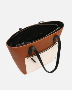Bolso shopper grande tricolor con colgante