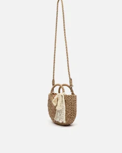 Bolso tipo cesta pequeño efecto rafia