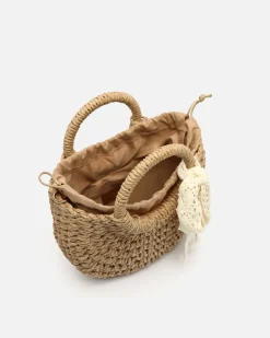 Bolso tipo cesta pequeño efecto rafia