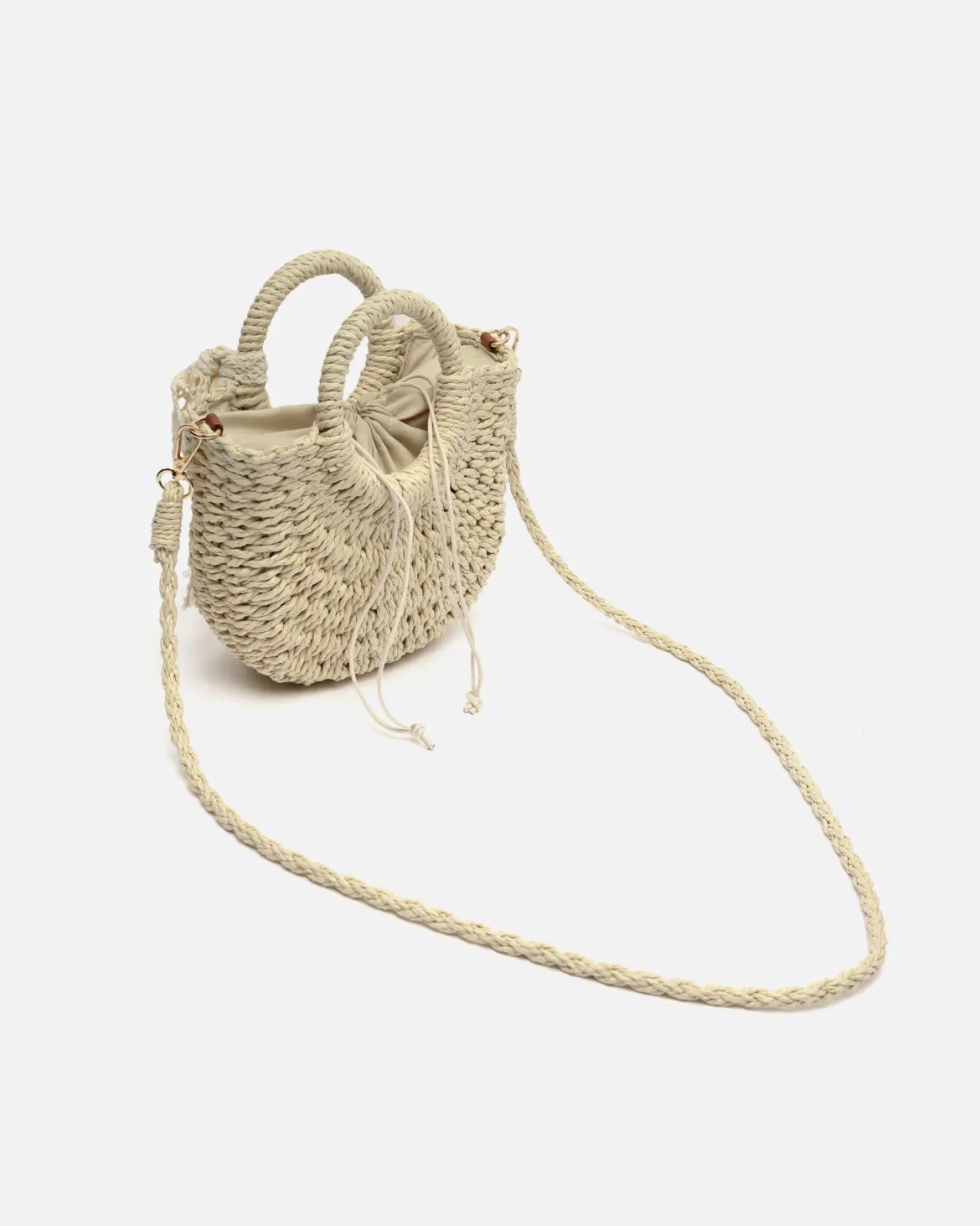 Bolso tipo cesta pequeño efecto rafia