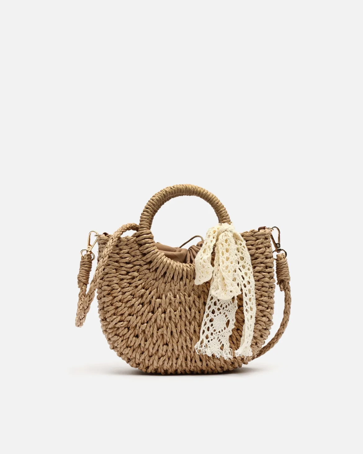 Bolso tipo cesta pequeño efecto rafia