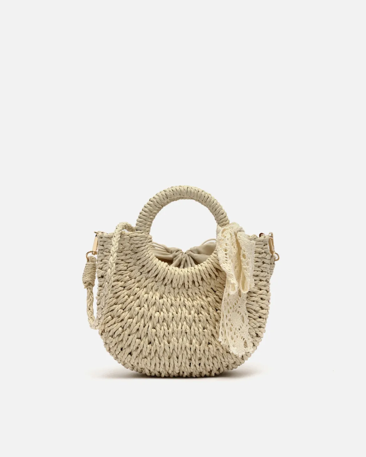Bolso tipo cesta pequeño efecto rafia