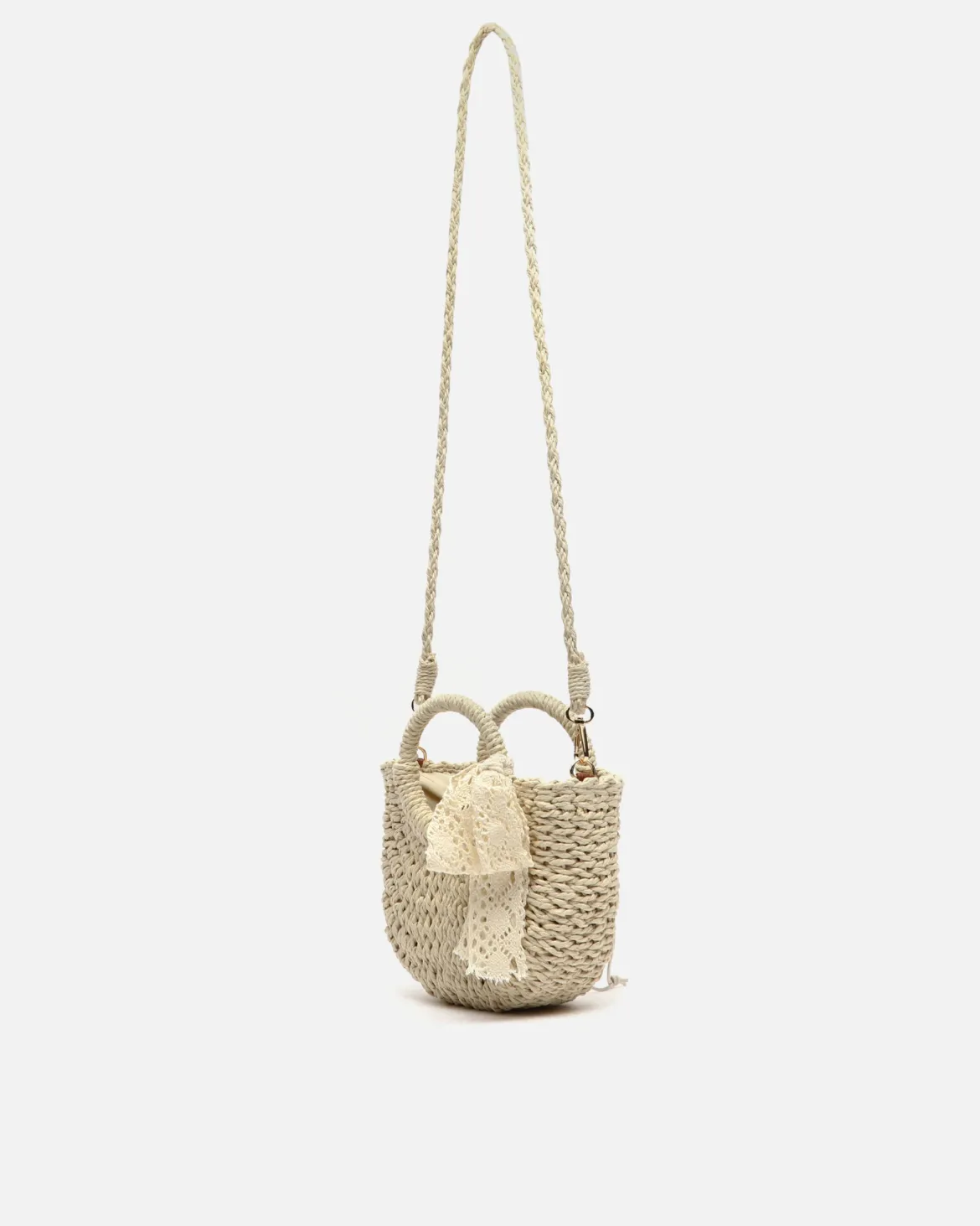 Bolso tipo cesta pequeño efecto rafia