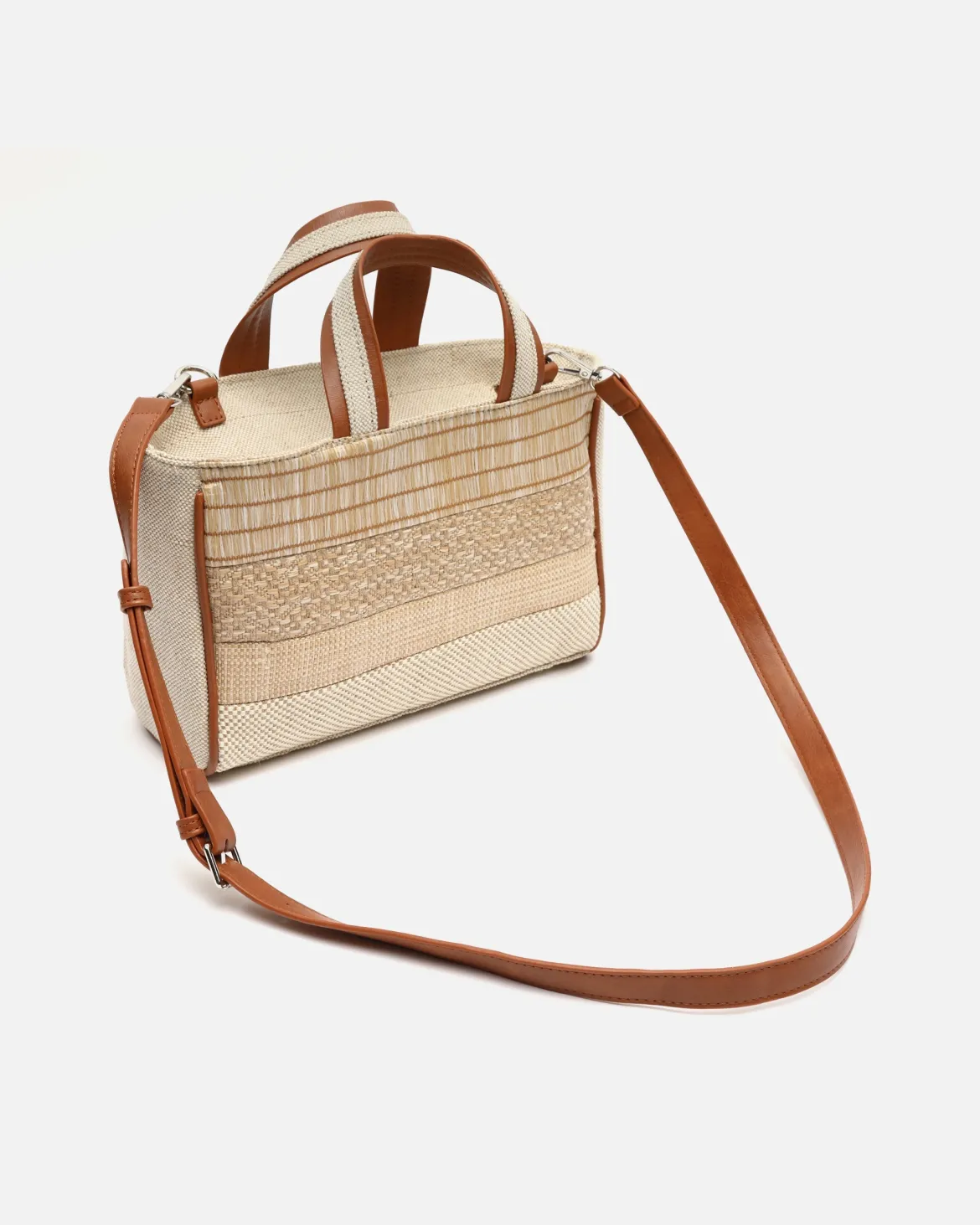 Bolso tote efecto rafia con asa bandolera extraíble