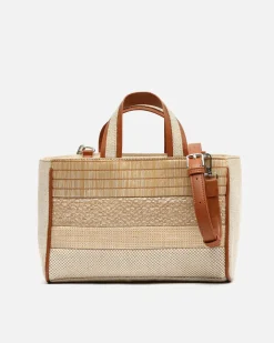 Bolso tote efecto rafia con asa bandolera extraíble