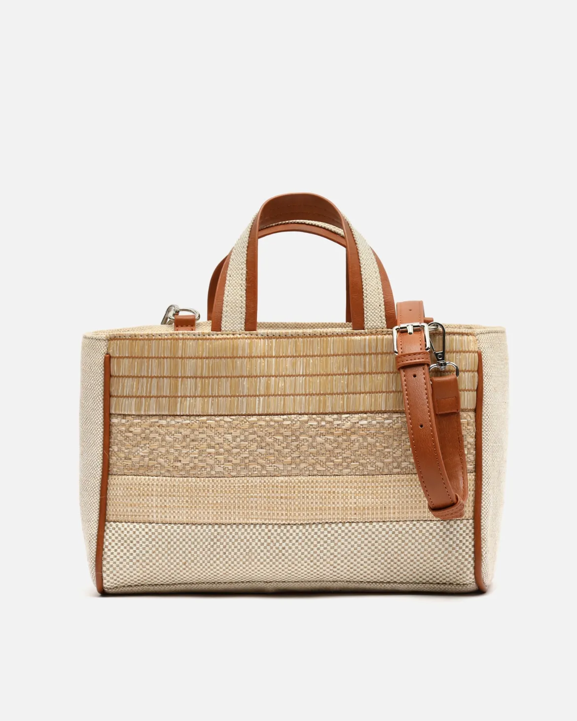 Bolso tote efecto rafia con asa bandolera extraíble
