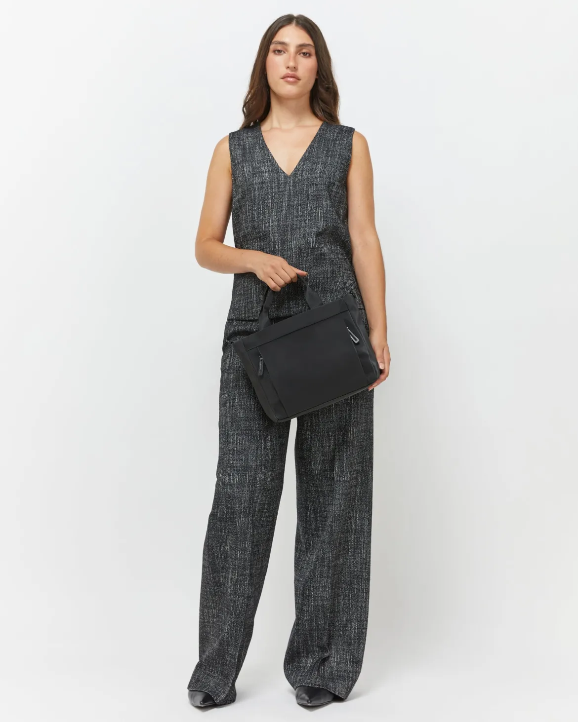 Bolso tote mediano en nylon con asa bandolera extraíble