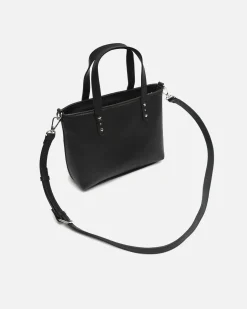 Bolso tote pequeño con asa bandolera y detalles metálicos