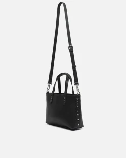 Bolso tote pequeño con asa bandolera y detalles metálicos