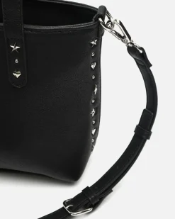 Bolso tote pequeño con asa bandolera y detalles metálicos