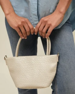 Bolso tote pequeño trenzado con asa bandolera extraíble