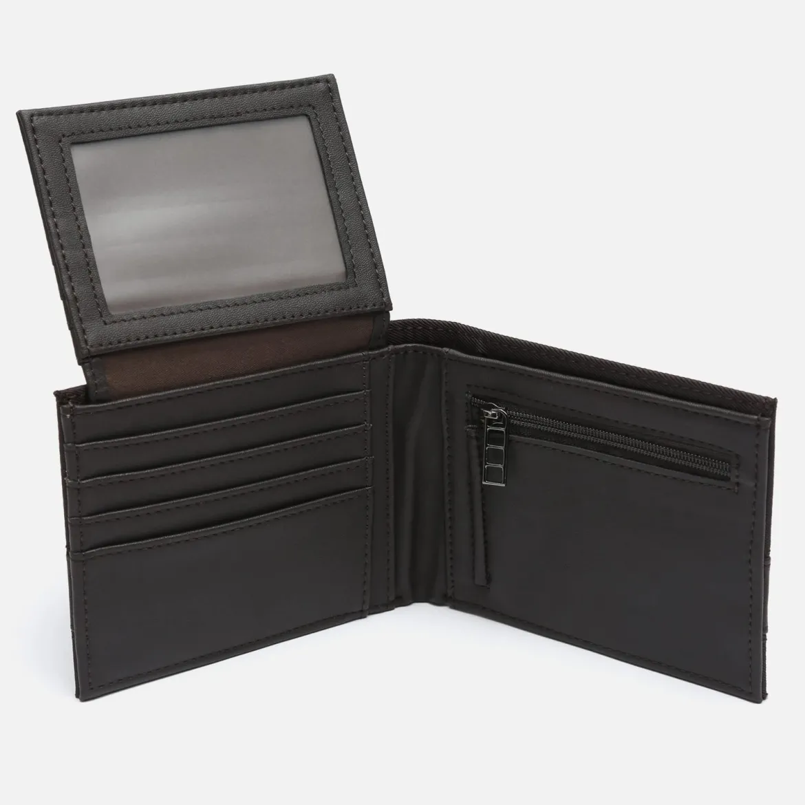 Cartera con compartimento para billetes, tarjetas y monedas