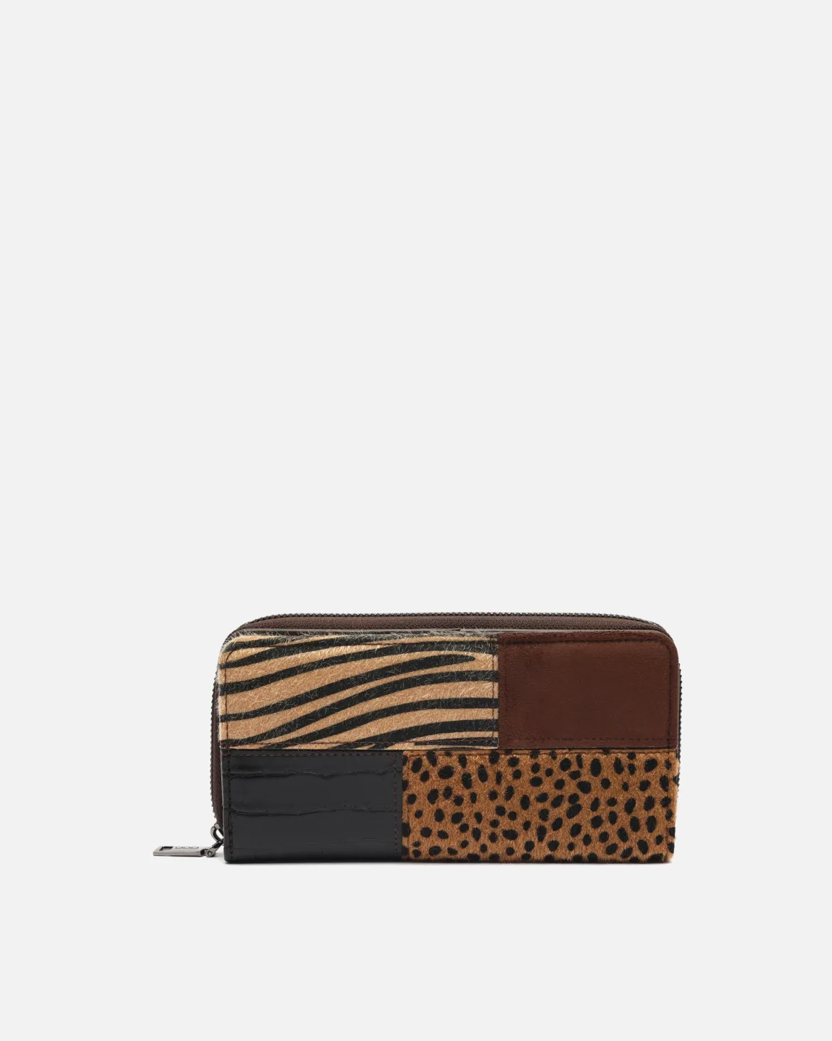 Monedero grande con estampado patchwork animal print