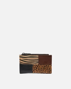 Monedero pequeño con estampado patchwork animal print