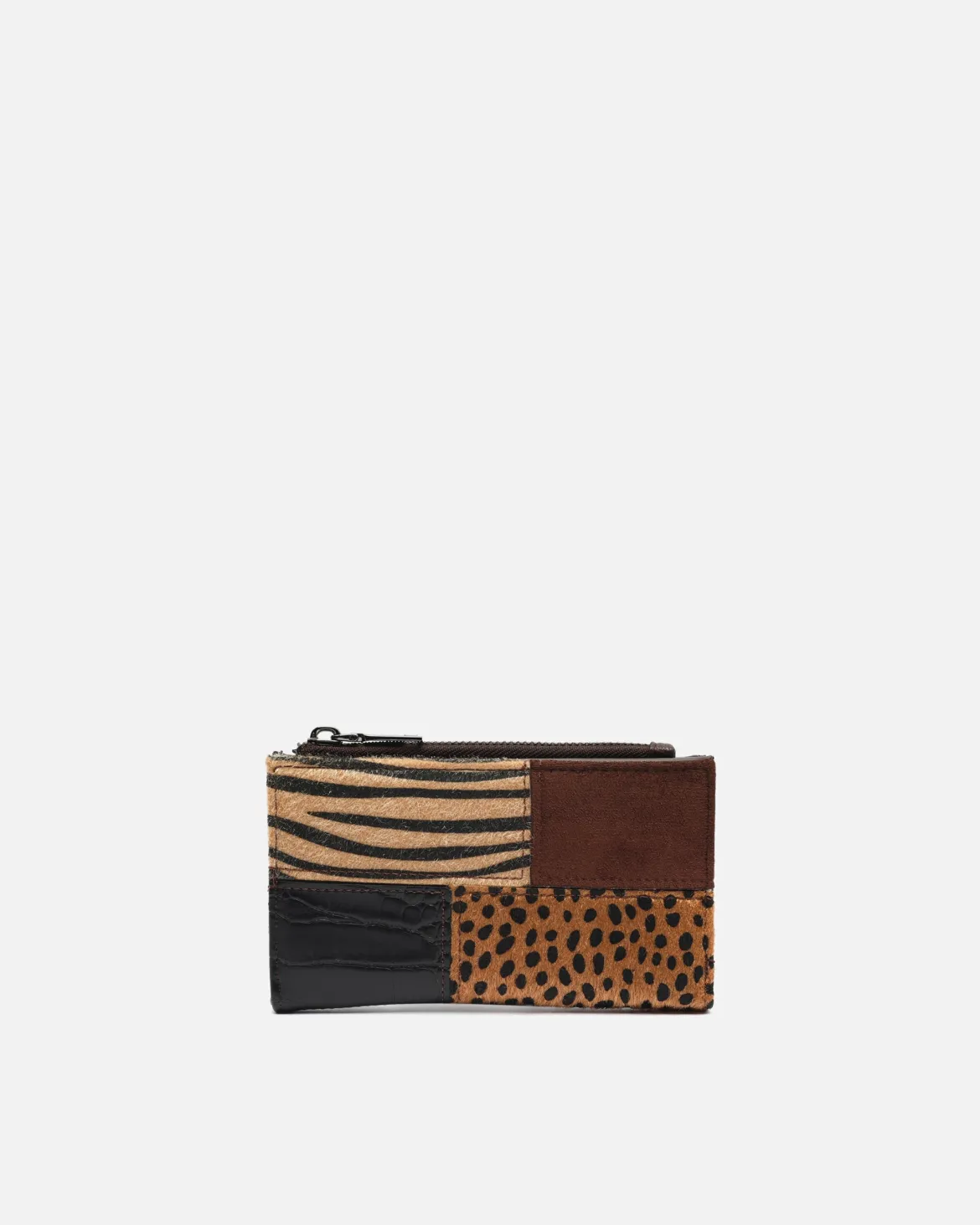 Monedero pequeño con estampado patchwork animal print