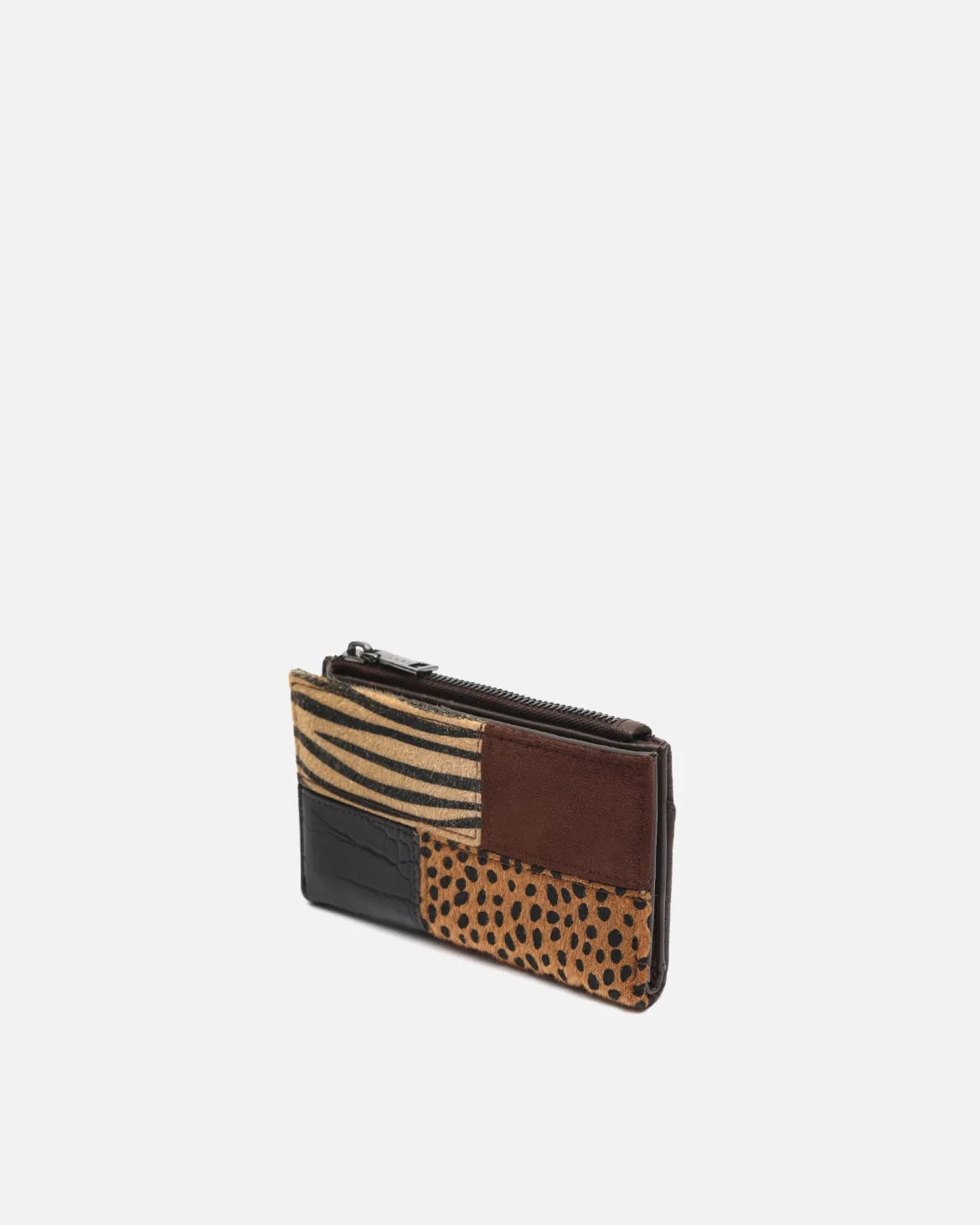 Monedero pequeño con estampado patchwork animal print