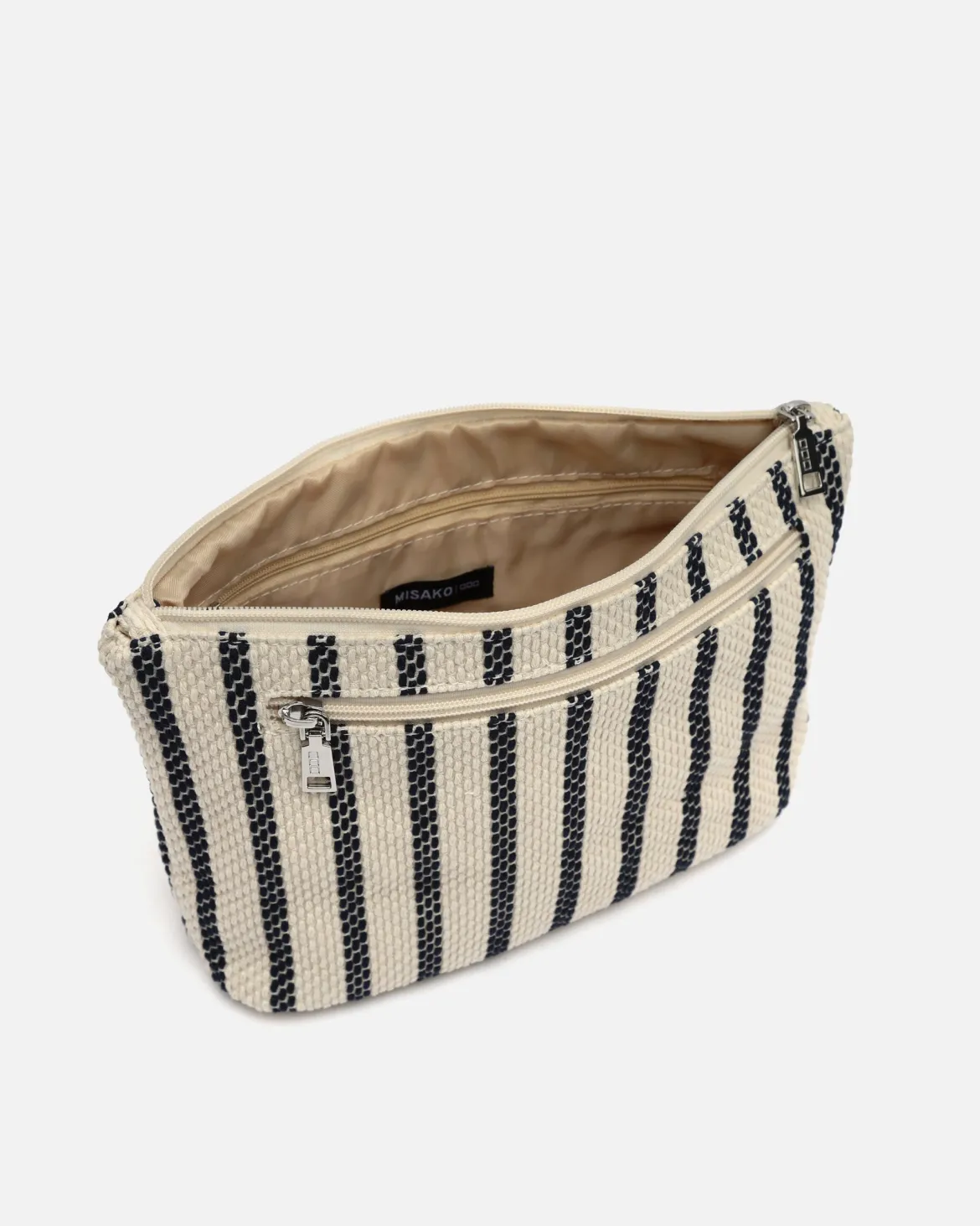 Neceser grande con estampado de rayas en jacquard